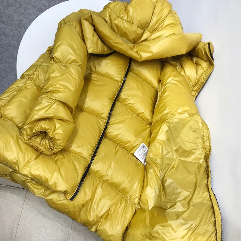 90% белое пуховое пальто с капюшоном 2019 Новая женская зимняя куртка новая Средняя