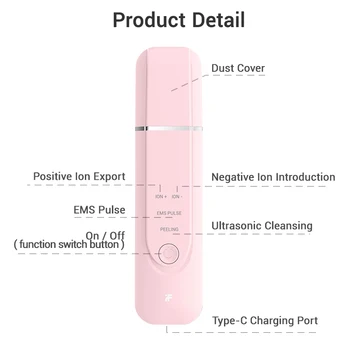 Free Coupon 2 InFace Ultrasonic Facial Skin Scrubber Cleaner Ion Acne Blackhead Remover Peeling Shovel