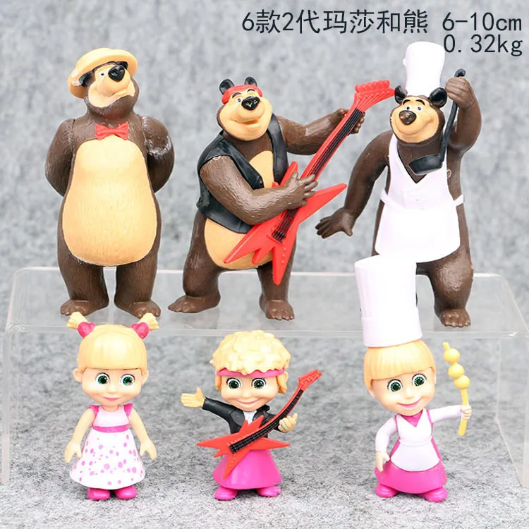 

6 pieces/set Russia Masha toy Creative chef bear doll gift for kids Cake decoration Children's Day gift home decoration moldel