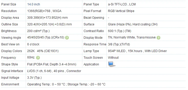 TTLCD светодиодный экран для ноутбука 14,0 дюймов для acer ASPIRE 4810TZ-4473 TIMELINE