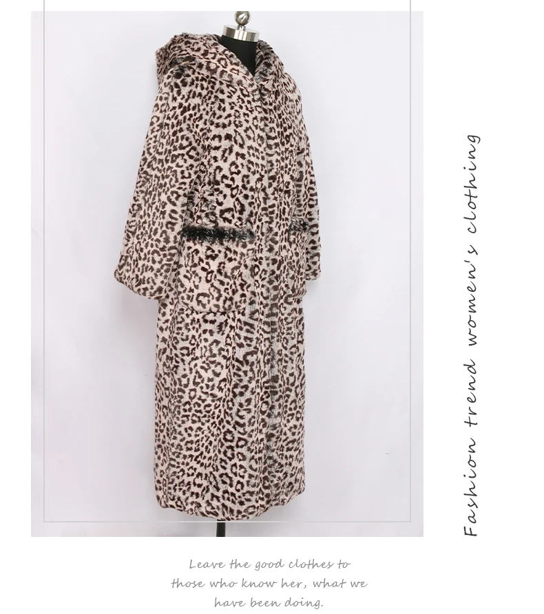 Nerazzurri шуба из искусственного меха высокое качество леопардовая расцветка длинное пальто из искусственного меха женское с капюшоном размера плюс леопардовое пальто утолщенное теплое пушистое пальто с карманами 7xl
