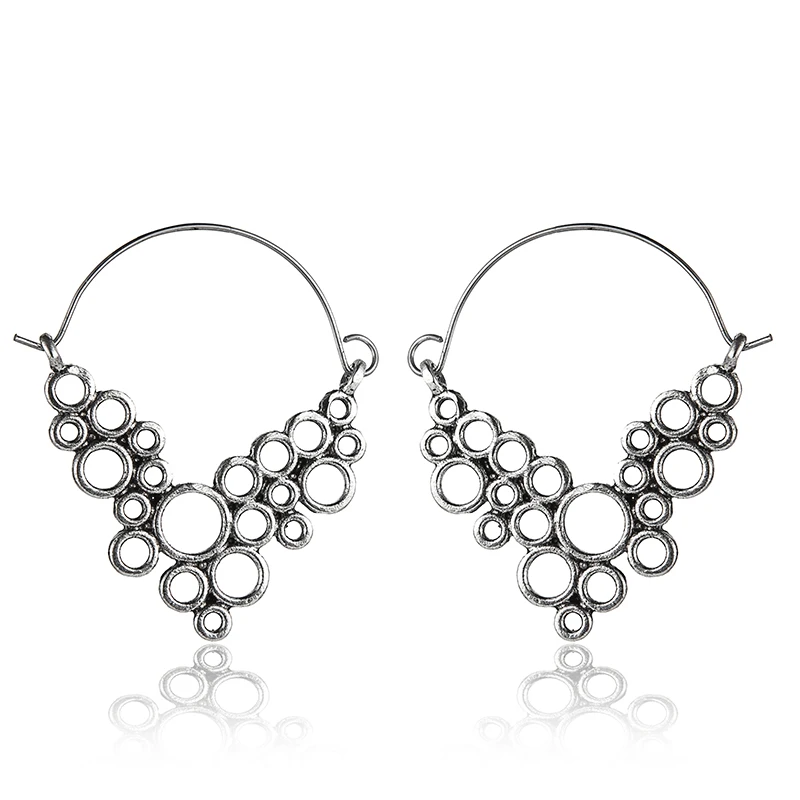 HuaTang, трендовые золотые серебряные круглые Спиральные серьги для женщин, серьги-кольца, серьги-кольца из сплава - Окраска металла: 3408-silver