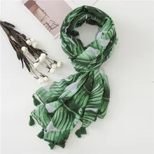 Светильник, Модный женский шарф с принтом, для путешествий, Солнцезащитная шаль, большой размер, с кисточкой, зеленый цвет