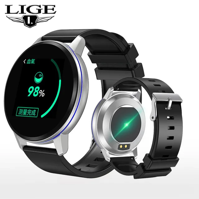 Silver black Новинка, LIGE, черные повседневные Модные Смарт-часы-браслет, мужские фитнес-часы, Топ бренд, Роскошные водонепроницаемые часы, смарт-браслет - Цвет: Silver black