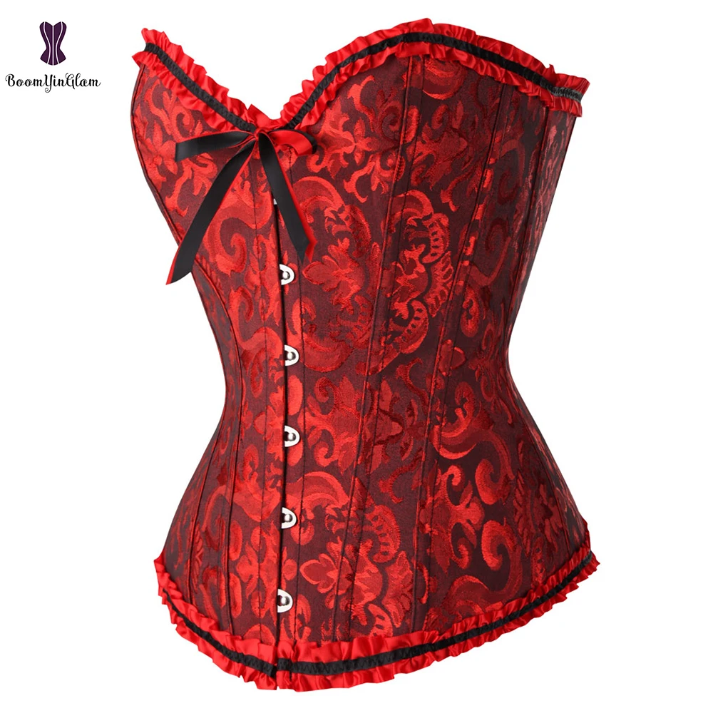 7 Colors Can Be Chosen Women Body Shaper Size XS To 6XL Vintage Pleated Corset Bustier With G String 810#