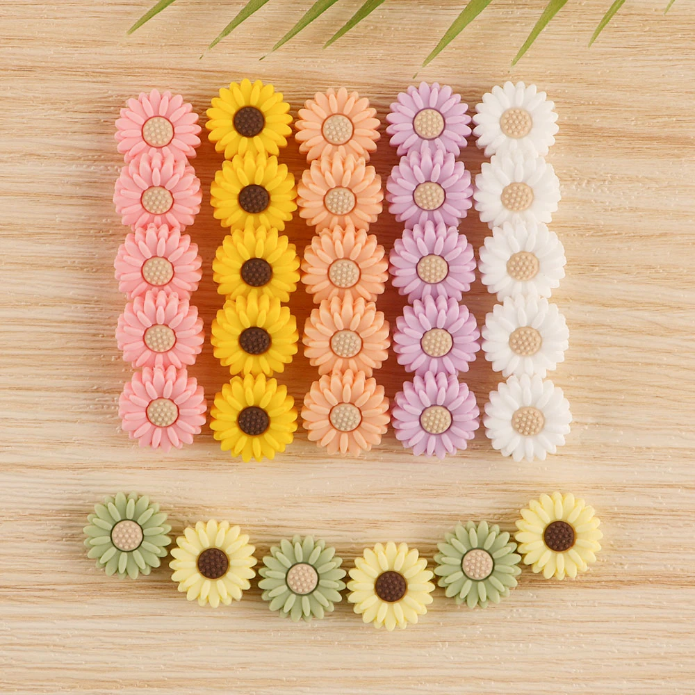 baby teething items essential oils Kovict 10Pcs 20MM Flower Silicone Beads Baby Teether Chewable Beads For Making Necklace Pacifier Chain Beads Accessories baby teething items elden ring