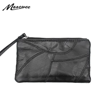 

Genuine Leather Women Wallet Classic Brand Black Soft Sheepskin Leather Ladies Purse Bags Fashion Casual Female Zipper Purses
