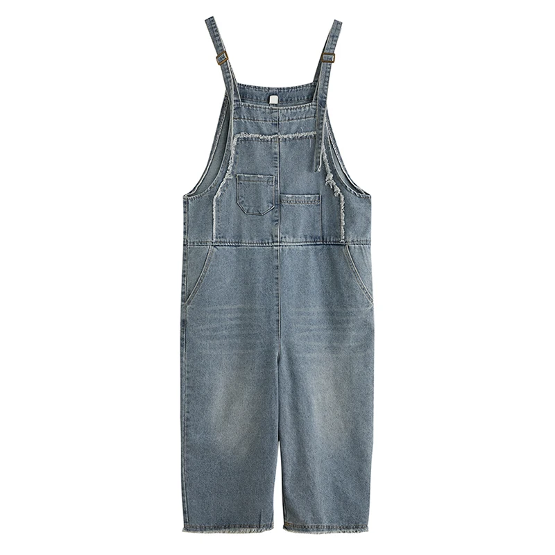 

Loose Plus Size Women's Jeans Overalls New Casual Wide Leg Denim Jumpsuits Oversized Baggy Pants Ripped Burrs Suspender Trousers