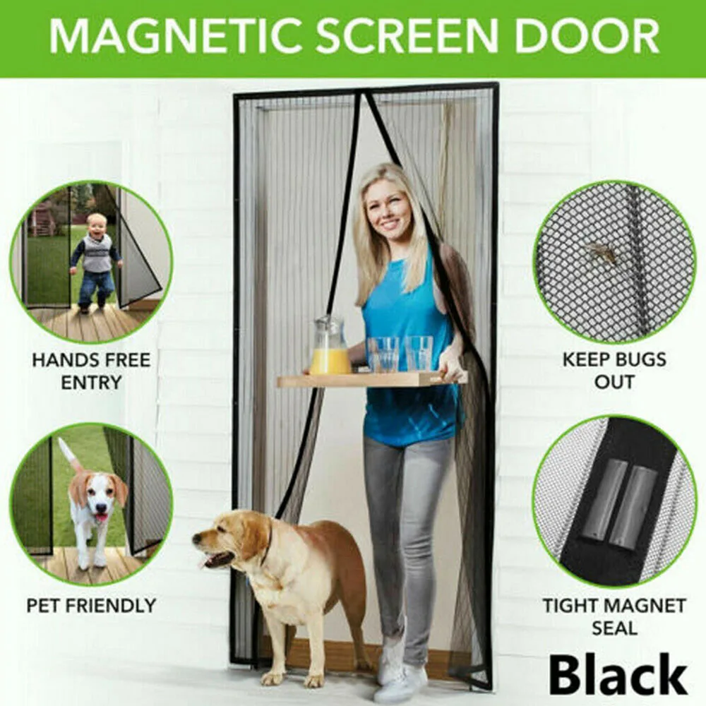Магнитный Hands-Free Экран дверь москитная сетка против комаров Волшебная сетка жуки насекомые Шторы