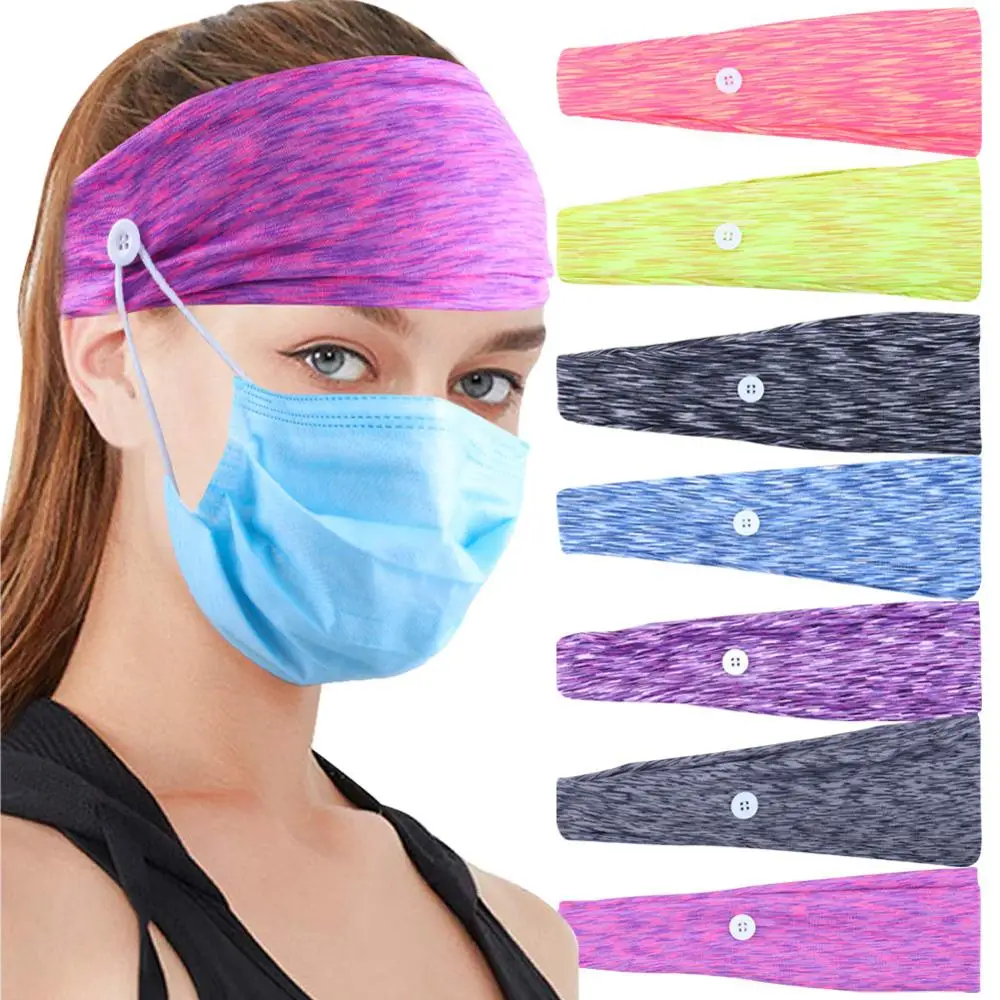 

Solid Face Mask Headband Stylish Headband with Button for Face Masks and Covers Running Sports Hair Band Hair Accessories
