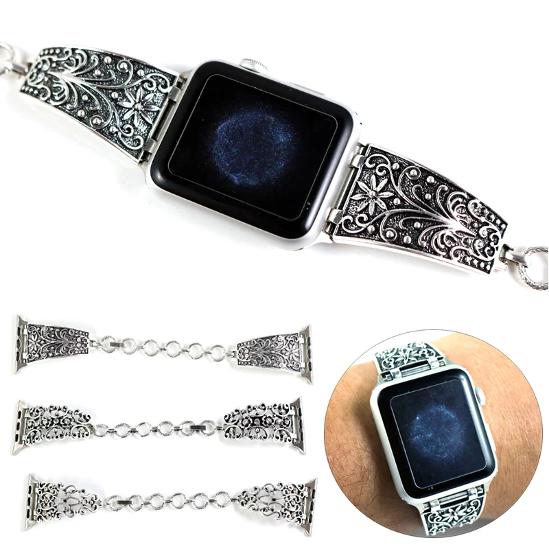 Ремешок Стразы в винтажном стиле для Apple watch band 44 мм 40 Женский | Отзывы и видеообзор