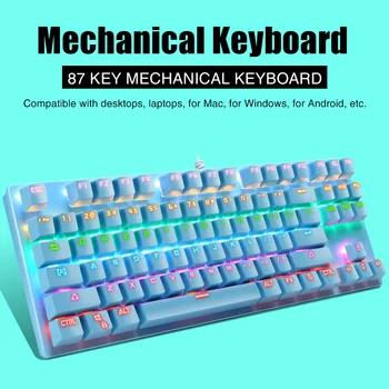 

Colorful Backlit 87 Keys Waterproof Ergonomic For PC Anti Ghosting Mechanical Keyboard USB Wired Fashion Computer Accessory