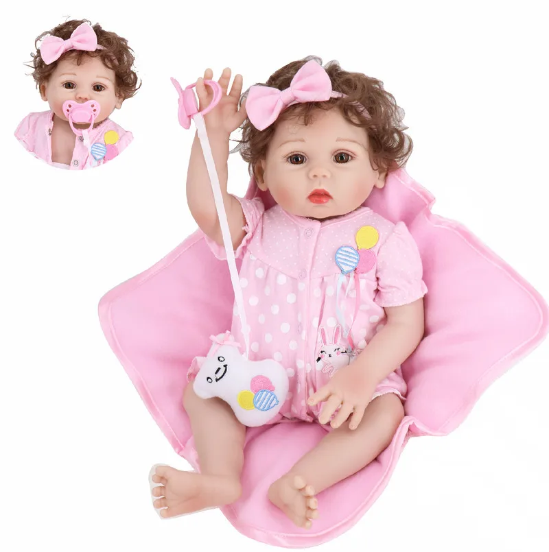 43 см Reborn Baby Simulation Bjd Кукла полностью пластиковая Чистая ручная трансплантация волос для умиления компаньона подарок на день Святого Валентина - Цвет: Pale pinkish gray