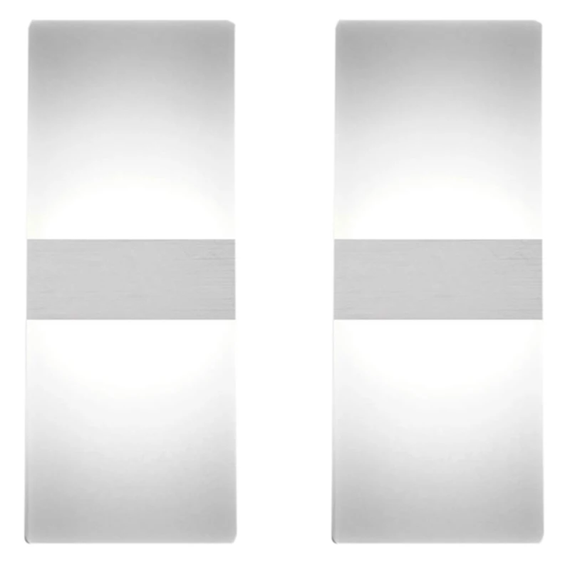 

Modern Wall Sconces, Set of 2 LED Wall Sconces 6000K Cool White Wall Sconce Lighting for Hallway Bedroom Bathroom Porch Living R