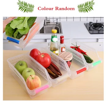 

4pcs Refrigerator Storage Box Plastic For Drink Eggs Fruit Container Organizer Fridge Storage Box Handle