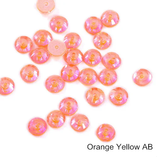 3 мм-10 мм стеклянные стразы пришивные неоновые стразы фосфоресцирующие кристаллы AB круглые пришивные стразы украшения для одежды B3867 - Цвет: Orange Yellow AB