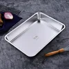 Durable 304 Stainless Steel Food Storage Tray Rectangle Pan Buffet Plates Cake Bread Bakeware Kitchen Organizer Dish 4
