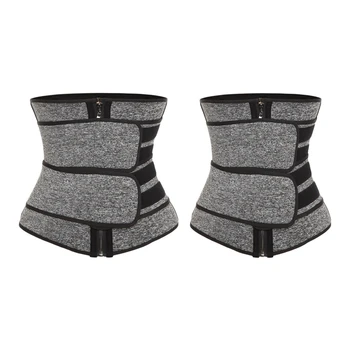

2 Pcs Women Body Shaper Belt Hot Sweat Belt Diving Fabric Sauna Suit for Weight Loss Cincher Workout-M & L
