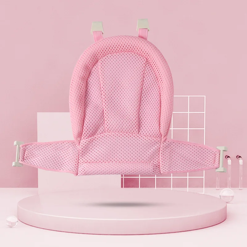 T net 4 buckle pink Коврик для ванной для новорожденных, подушка для младенцев, противоскользящая, мягкая, плавающая, 3D, 4D, подушка, подушка, сетчатый карман, безопасность, безопасность, ванна, сиденье, поддержка, ванны - Цвет: T net 4 buckle pink
