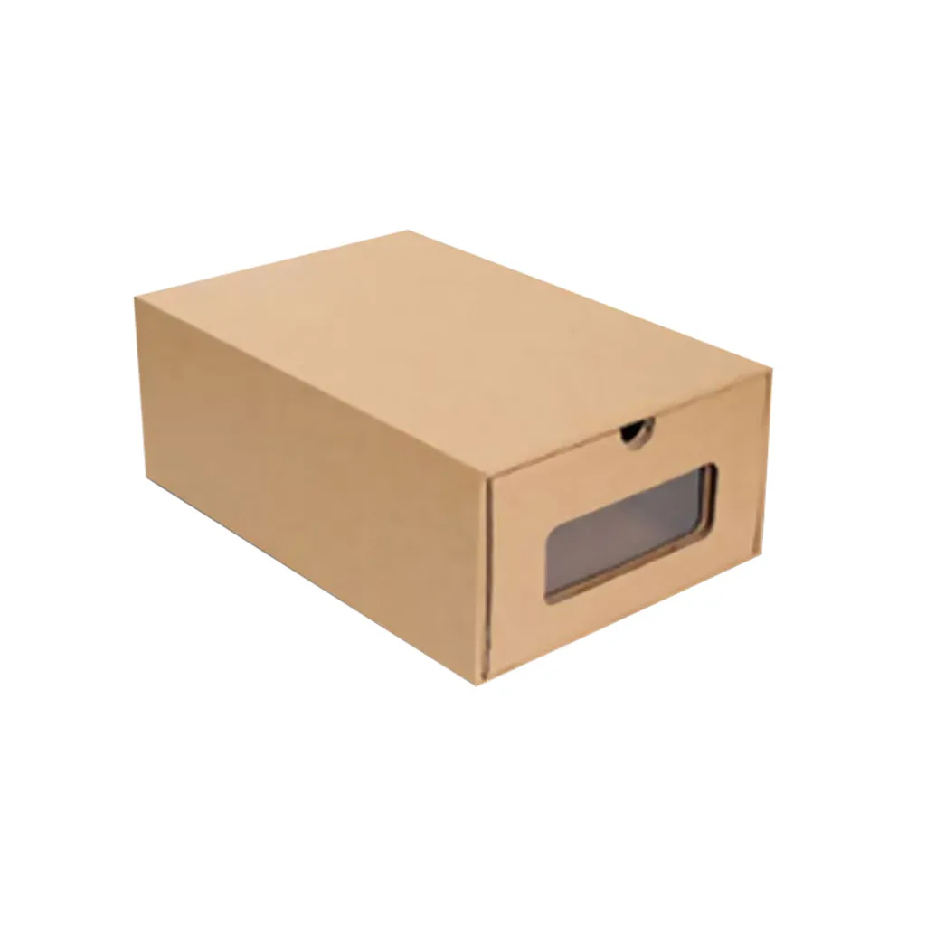 Складная коробка для хранения обуви утолщенная коробка из крафт-картона прозрачный ящик для обуви короб розетки обуви Штабелируемый Органайзер