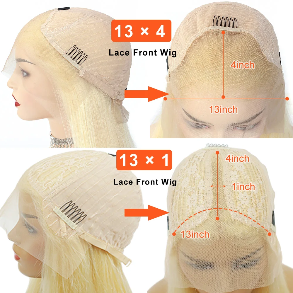 Remy 613 Blonde Lace Frontal Human Hair Wigs 150% Brazilian Straight Hair 13x4 Lace Front Wigs Pre Plucked With Baby Hair 150%