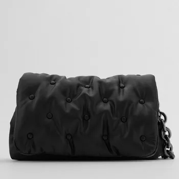 

All Black Solid Color PU Leather Crossbody Bags 2020 Designer Chain Crossbody Bag Women ady Shoulder Messenger Bag Purse