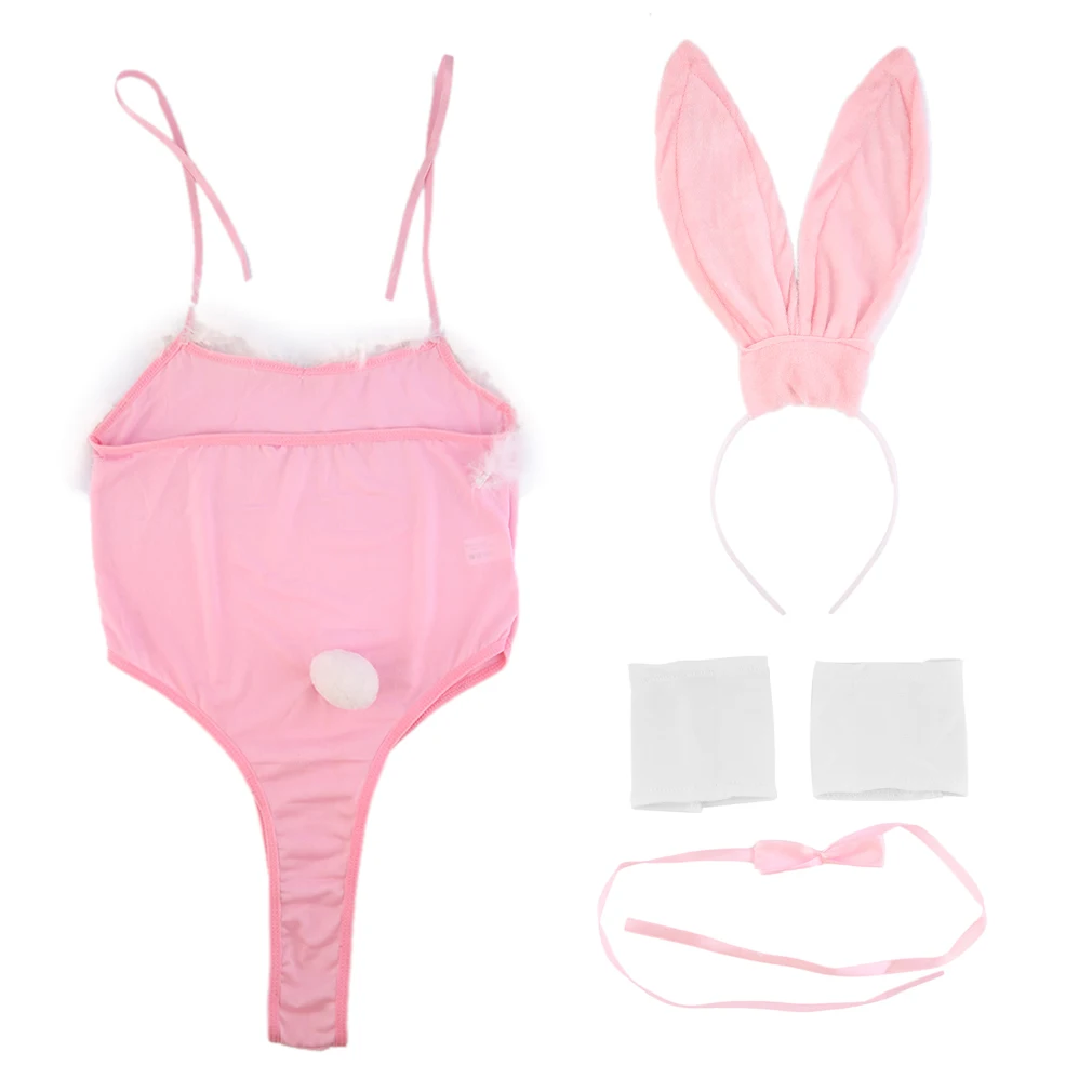 

Costume Cosplay Sexy Hot Fancy Bunny Rabbit Lingerie Full Set Halter Dress Temptation Baby Doll Uniform Party Black/Pink hot