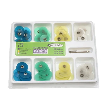 

80pcs 12mm 14mm Dental Finishing and Polishing Discs Set Metal Bush Composite Finishing Contouring Kit Set Dental Tool