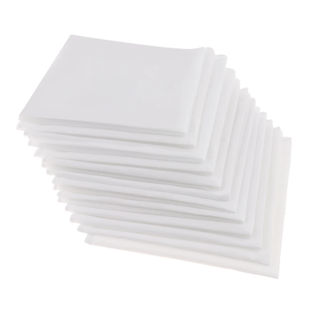 12 Pack Classic Womens Mens 100% Soft Cotton Handkerchiefs Solid White Hankies