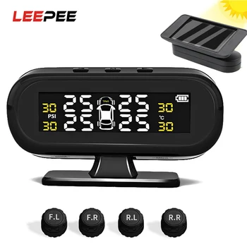 

Solar TPMS Car Tire Pressure Alarm Monitor System Display Intelligent Temperature Warning Fuel Save with 4 Sensors tpms