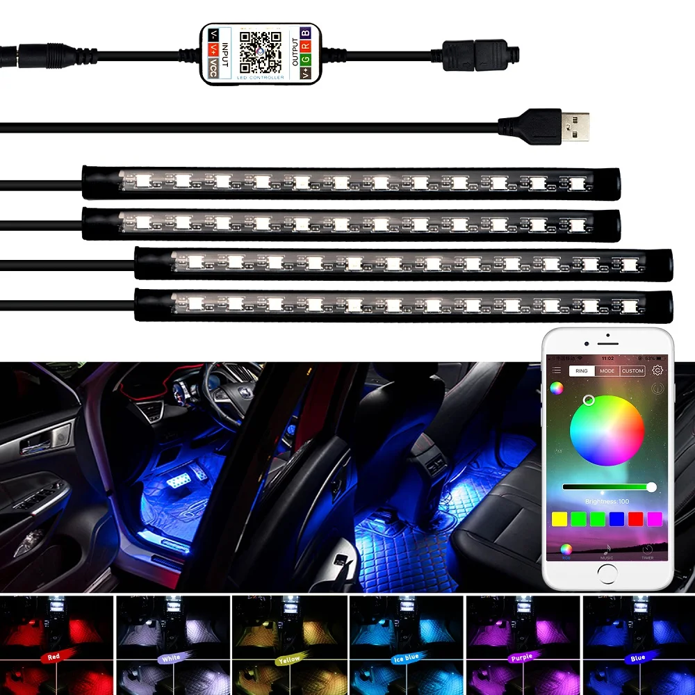 

Auto LED Ambient Light USB APP Control RGB LED Strip for Honda Civic HRV CRV Fit Jazz Shadow Spirior Brio Accord 2003 2007 Freed