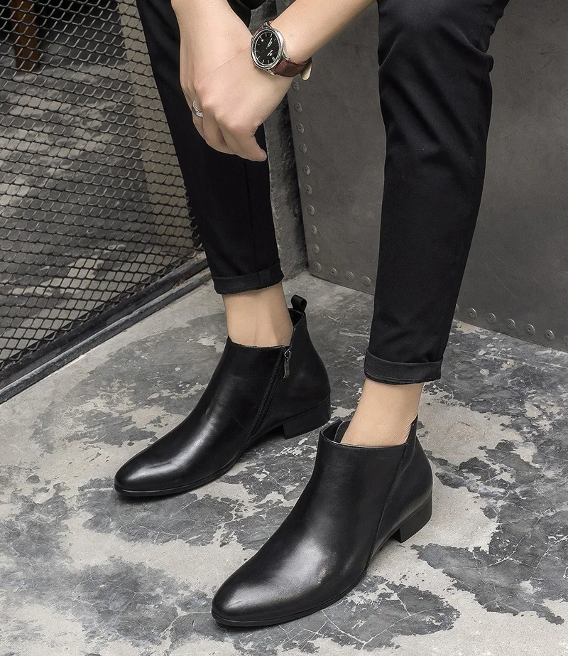 

Autumn And Winter Genuine Leather Men's Ankle Boots Korean-style Martin Boots Cowhide Fashion Casual Hight-top Leather Shoes Out