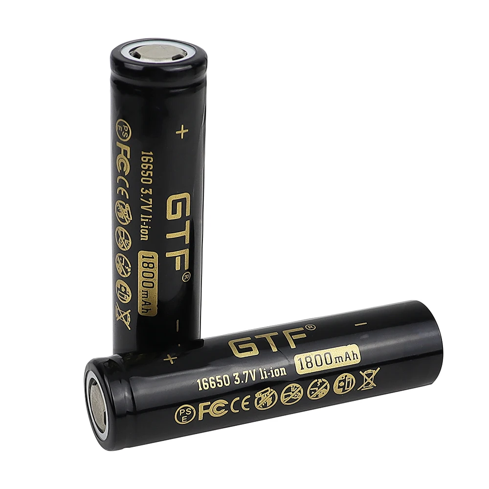 1800mAh 3.7V 16650 Lithium ion Rechargeable Battery for led flashlight digital device