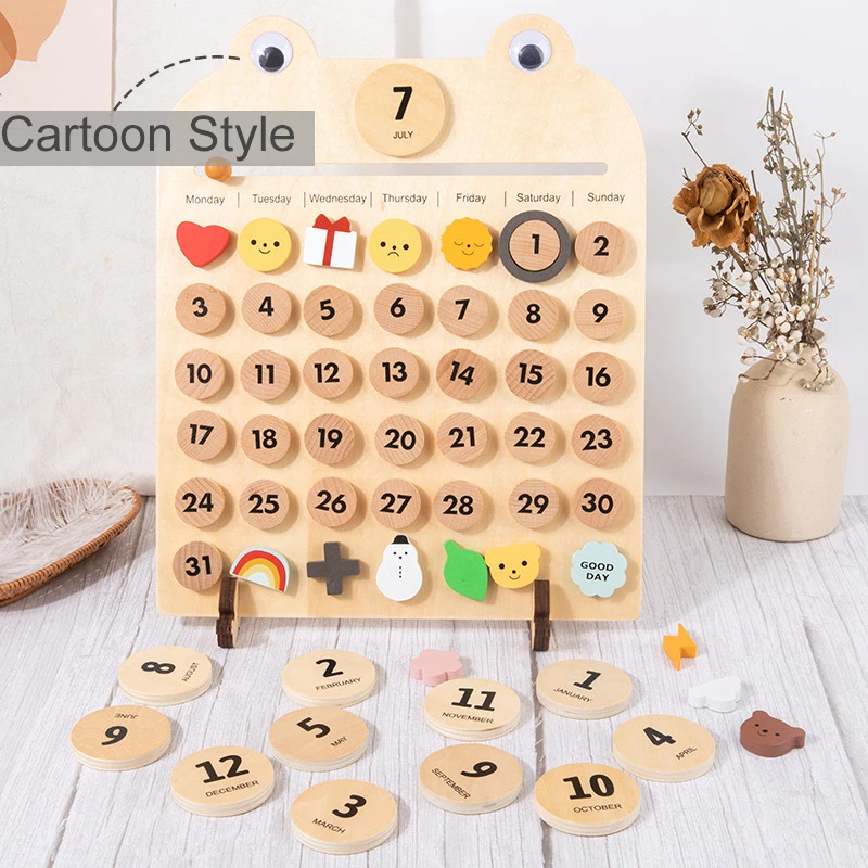 Children Wooden Calendar Early Learning Toy Cognitive Weather Holiday  Record Life Memo Pendant Ins Wooden Toy For Kids Room Gift - AliExpress