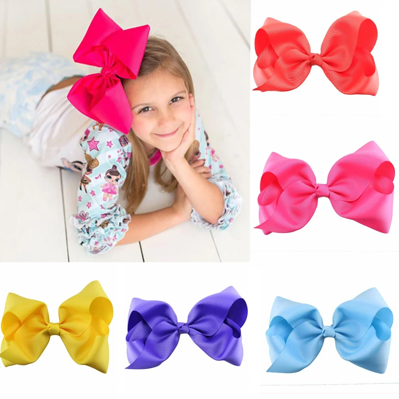 

3/4/6/8" Party Hair Bows Kids Large Hair Clip Handmade Metalic Printed Ribbon Knot Hairpin Jumbo Hair Accessories for Girl
