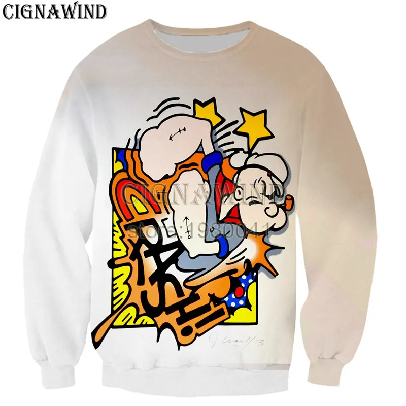 Новинка Харадзюку мультфильм popeye 3D печатных Смешные Толстовки Модные мужские/женские спортивный костюм хип хоп пуловеры
