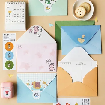 

3 Pcs/set Kawaii Fairy Tale Island Series Envelope Set Animal Message Card Letter Stationary Storage Paper Gift 11*15cm