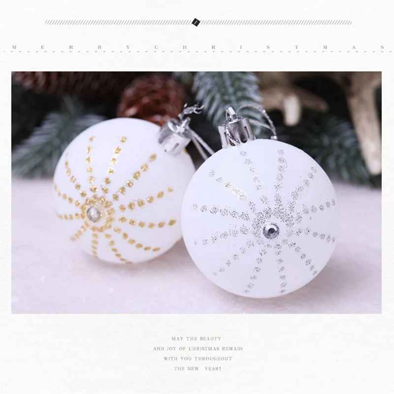 24pcs/Pack 6CM Christmas Tree Ball Decoration Xmas Ornaments Balls New Year Gifts Home Accessories Bauble Hanging Decor Supplies - Цвет: WT