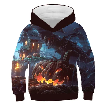 

2020 autumn and winter Halloween Pumpkin lanterns 3D Boys Girls Hoodies Sweatshirt Hooded Casual Streetwear Autumn Clothes