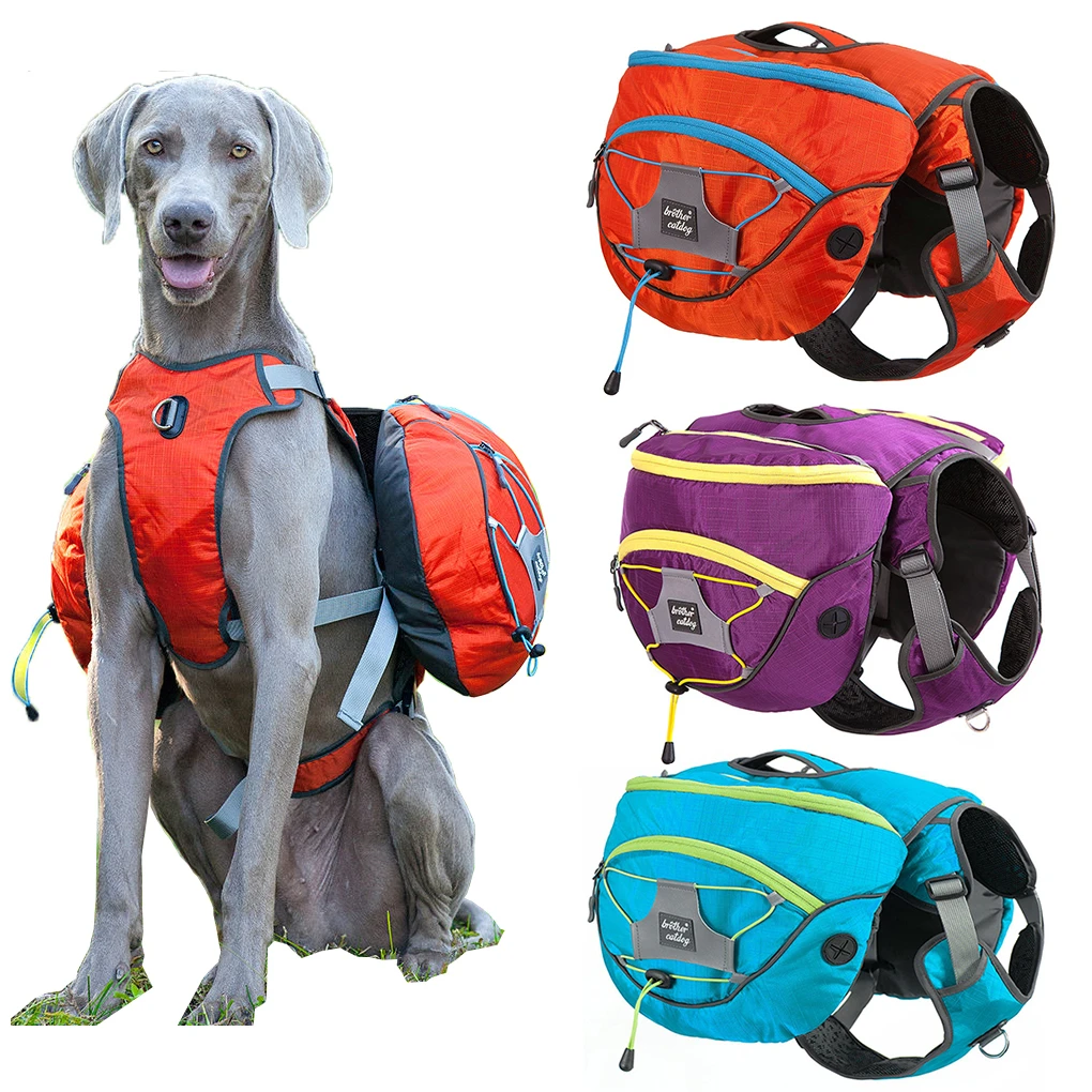 hot dog collars Pet Dog Saddle Bags Pack Large Dogs Harness Breathable Hound Travel Camping Hiking Carrier with Backpack Removable pink dog collar
