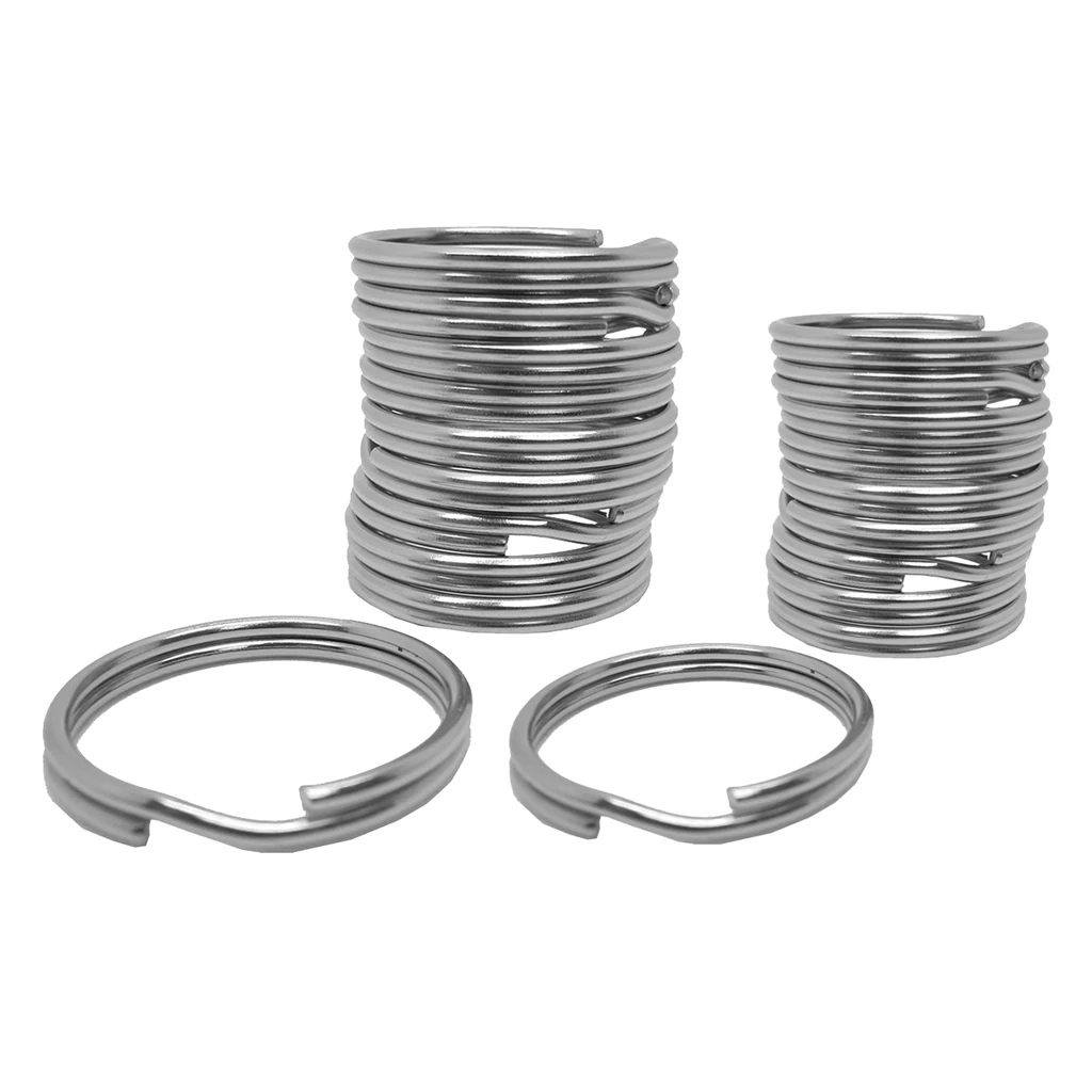 Bulk 20 Round Metal Split Rings for Home Car Keys Organization, 22mm and 30mm / 0.87 inch and 1.18 inch, Silver