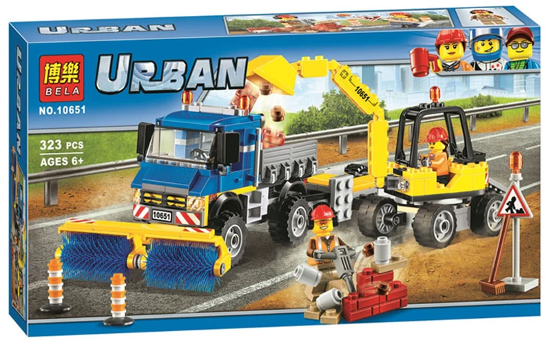 Продажа 323 шт фигурки города подметальная машина экскаватор модель строительные наборы блоки кирпичи игрушки для детей совместимы с Legoinglys