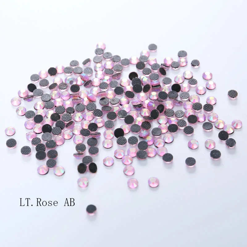 

1440pcs LT.Rose AB DMC HotFix FlatBack Rhinestones crystal hot fix stone Iron On Rhinestones garment sewing stones And Nail Art