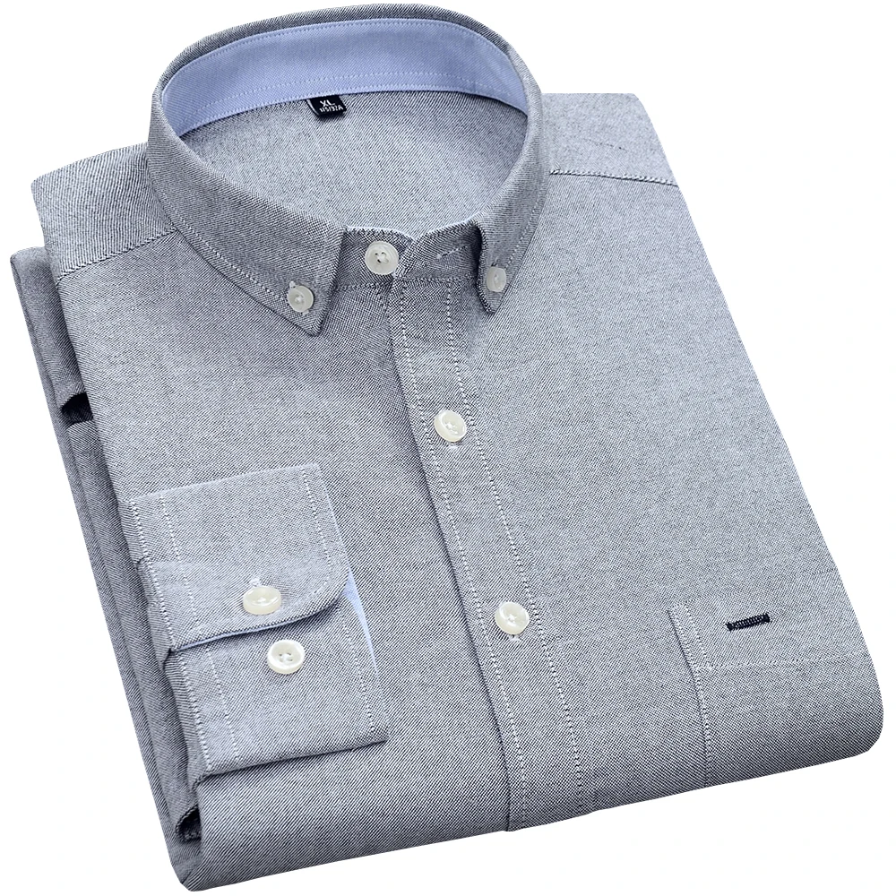 Мужская рубашка Оксфорд с длинным рукавом Chemise Homme casual Slim-Fit мужской модный дизайн