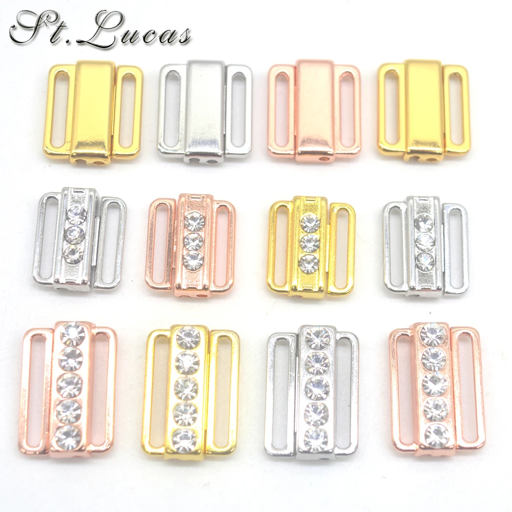 2pcs/lot silver gold Rectangle Tape Closure Hook& Clasp Rhinestone bra buckle Waist Extenders Sewing On Clothes Bra Clip Hook