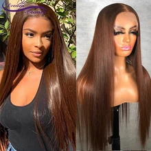 

13x4 Lace Front Human Hair Wigs Brazilian Wigs 180% Straight Brown Color Lace Frontal Wigs For Black Women PrePlucked Human Hair