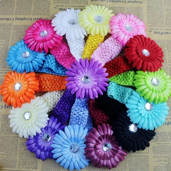 

3pcs/set Baby Headband Daisy Flower Hairband Elastic Stretch Crochet Headband Toddler Infant Headbands Baby Hairband