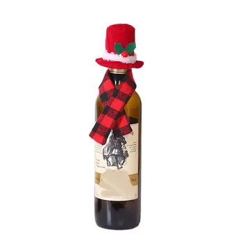 

Christmas Creative Ornament Scarf Hat Two-Piece Suit Red Wine Bottle Set Hotel Restaurant Layout Dress Up Supplies