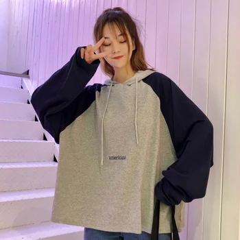 

Korean Women's Sweatshirts Autumn Matching Drawstring Pullover Long Sleeve Clothes Women Graphic Hooded Sweatshirts W1