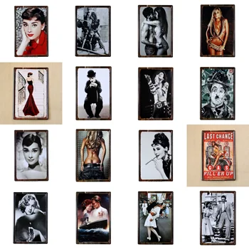 

Movie Star Decoration Plaque Metal Tin Signs Sexy Pin Up Girl Iron Vintage Poster Pub Home Bar Tavern Man Cave Painting Sticker